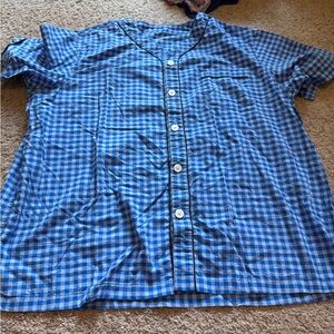 Lands' End Blue Checkered Men's Shirt